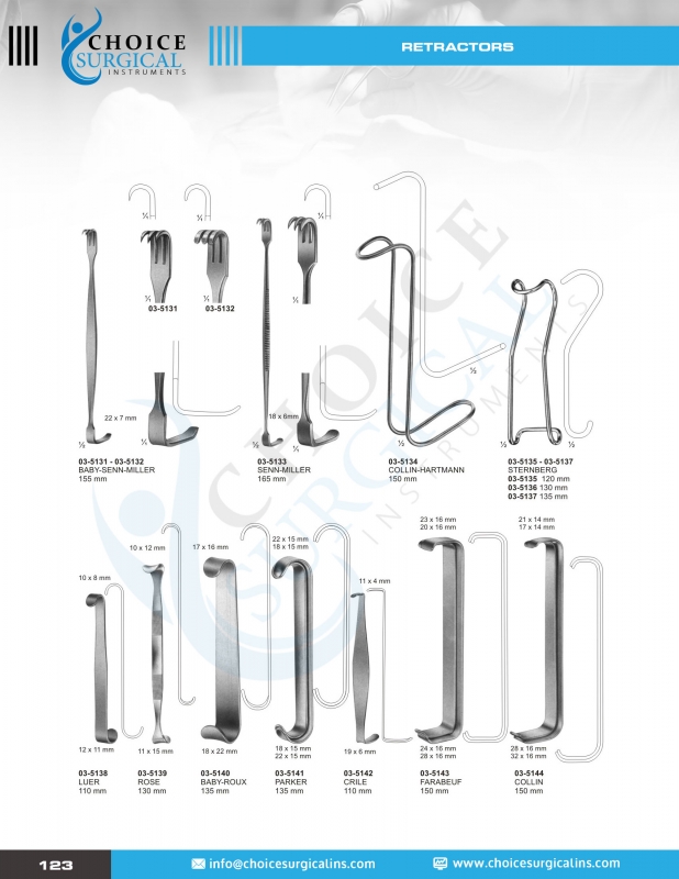 Hooks, Retractors, Spatulas, Spreaders, Abdominal Retractors